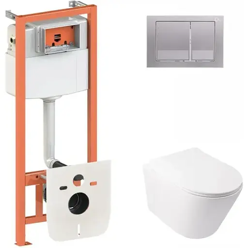 Набір Q-tap інсталяція 3 в 1 Nest QT0133M425 з панеллю змиву квадратною QT0111M06029SAT + унітаз з сидінням Swan QT16335178W - фото 1