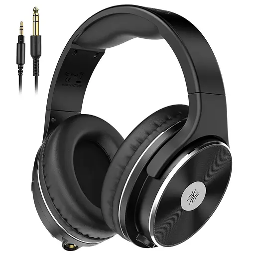 Накладні провідні студійні HIFI навушники OneOdio Studio Wireless black зі складною конструкцією та мікрофоном - фото 2