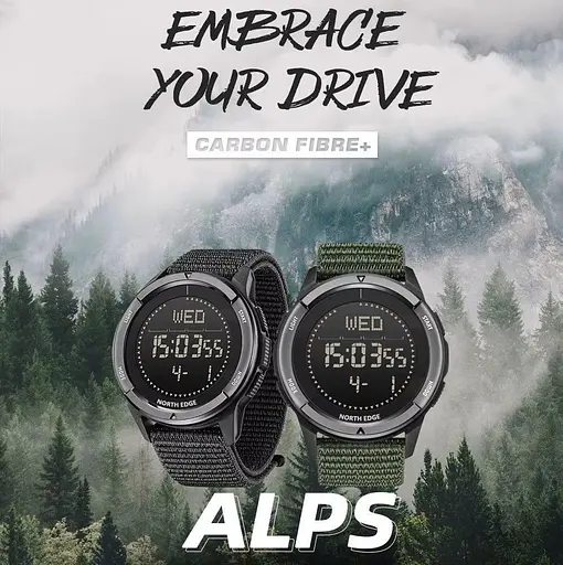 Тактические военные часы North Edge ALPS Carbon Fibre мужские серые - фото 4