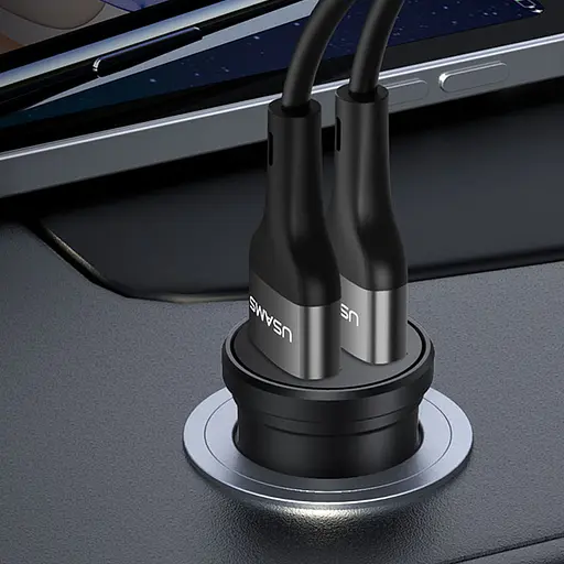 АЗП Usams US-CC114 C20 Mini 2.4A (2USB-A) Чорний - фото 4