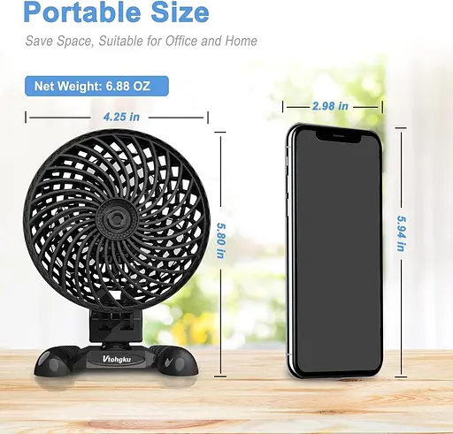 USB настольный вентилятор бесшумный черный - фото 4