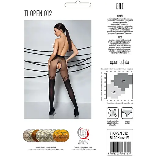 Колготки с открытым доступом Passion двойная плотность Tiopen 012 Black 3/4 (20/40 den) - фото 6