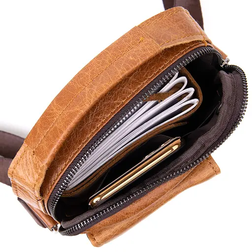 Кожаный мессенджер мужской Vintage 18х20,5х5,5 см sum0013981 - фото 4