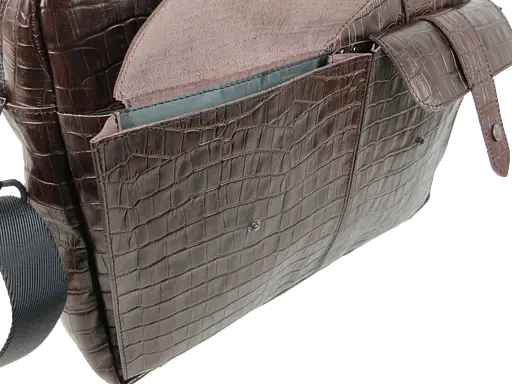 Мужская кожаная сумка Mykhail Ikhtyar под крокодила коричневая sum0028878 - фото 8