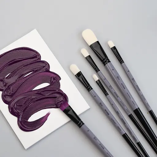 Пензель синтетика овальна INTENSE 1668FR №0 довга ручка Rosa - фото 7