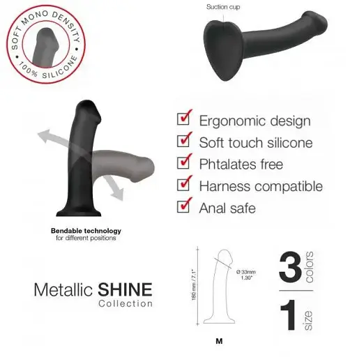 Насадка для страпону Strap-On-Me Mono Density Dildo Blue M одношаровий силікон гнучкий діаметр 3.3 см - фото 4
