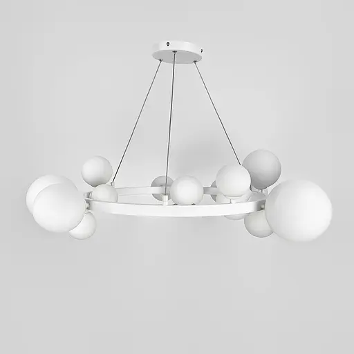 Кольцевая люстра с 15 белыми плафонами в белом корпусе Ст. AT 32/15 WT | Line F - фото 6