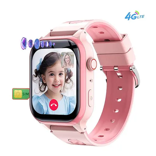 Дитячий розумний смарт-годинник Lemfo Y78 з сім-картою кнопкою SOS GPS-трекером прослуховуванням рожевий 4G