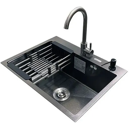 Комплект мийка + змішувач + дозатор Romzha Arta Carbon U-550 Space Gray (A) - фото 1