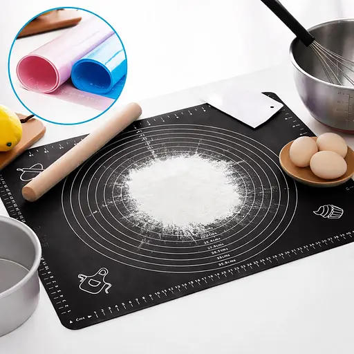 Силиконовый кондитерский коврик для раскатки теста 45х64 см Черный 88292 - фото 6