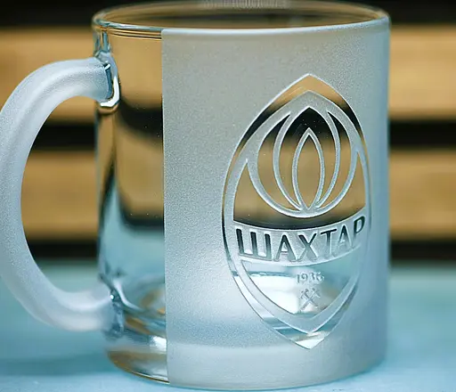 Скляна чашка 320 мл ФК Шахтар Донецькз гравіюванням подарунок для фаната  футбольна кружка - фото 2