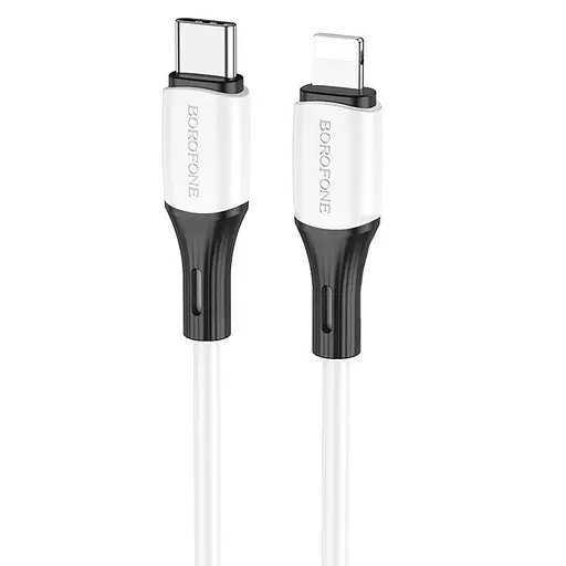 Кабель BOROFONE BX79 Type-C to iP 3A, 20W, 1m,, silicone, silicone connectors, White - фото 1