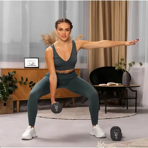 Гантели для фитнеса Hop-Sport неопреновые круглые HS-V100DR 2x10кг серый - фото 3