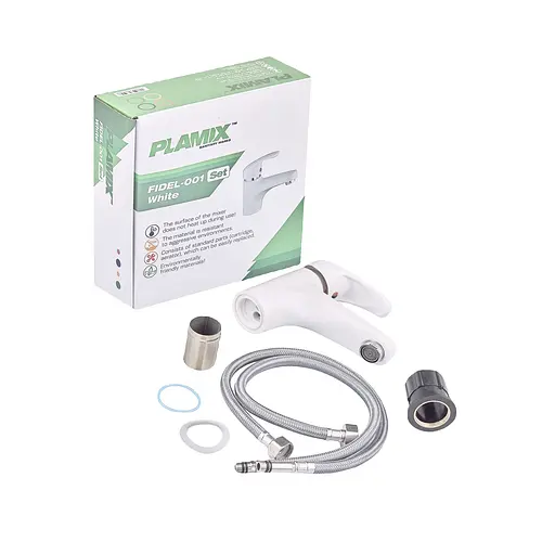 Смеситель для умывальника Plamix Fidel-001 SET white PM0659 Белый - фото 2