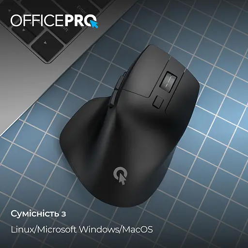 Мышь OfficePro M395B Silent Click Ergonomic Wireless Black [144321] - фото 14