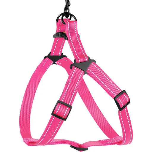 Шлея для собак Barksi Active світловідбивна (обхват грудей 45-56 см ширина 2 см) рожева - фото 3