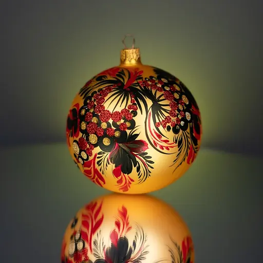 Набір ялинкових прикрас Різдвяні історії Петриківка калиновий скло (4820001165463) - фото 2