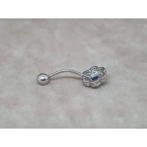 Серебряная серьга для пирсинга пупка Ирий с фианитами. 6010 СИНИЙ - фото 3