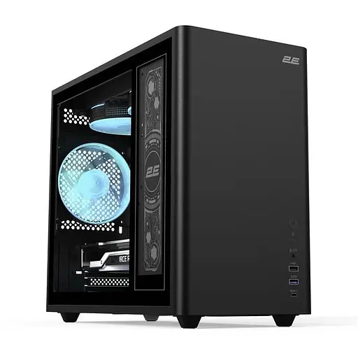 Корпус 2E Credo Plus (V350BG), черный, без БП, Mini Tower, для Micro ATX/Mini ITX, 1xType-C/1xUSB 3.0/1xUSB 2.0, макс. CPU - - фото 1