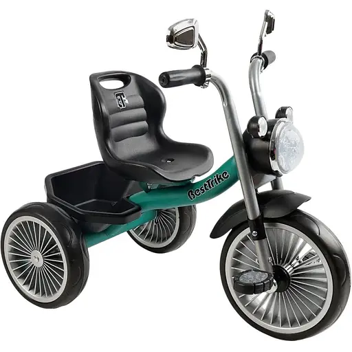 Трехколесный велосипед Best Trike BS-65010 с музыкальной фарой и корзиной зеленый
