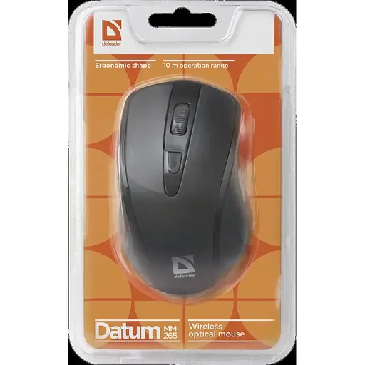 Мышка Defender Datum MM-265, беспроводная, 3 кн. 1600 dpi, черная