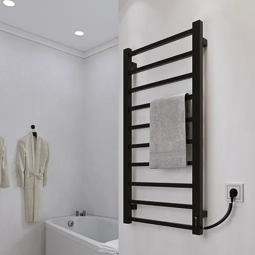 Электрический полотенцесушитель Kosser Лофт 700x500 ER тайм. черный ДЛФ01ER, Черный матовый, Правое - фото 4