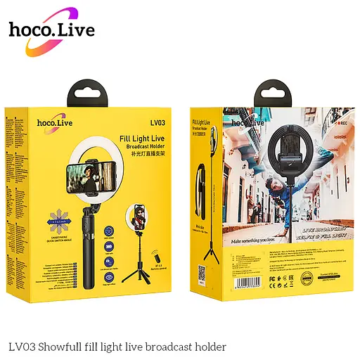 Держатель с кольцевым освещением Hoco Showfull fill light live broadcast LV03 - фото 10
