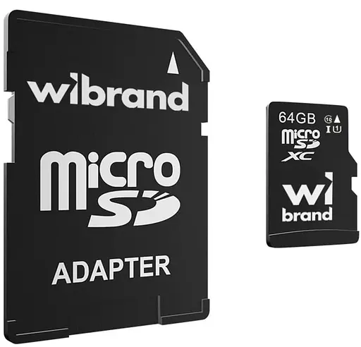 Карта пам'яті microSDXC (UHS-1) Wibrand 64Gb class 10 (adapter SD) - фото 1
