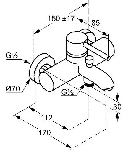 Смеситель для ванны Kludi Bozz 386910576 - фото 2