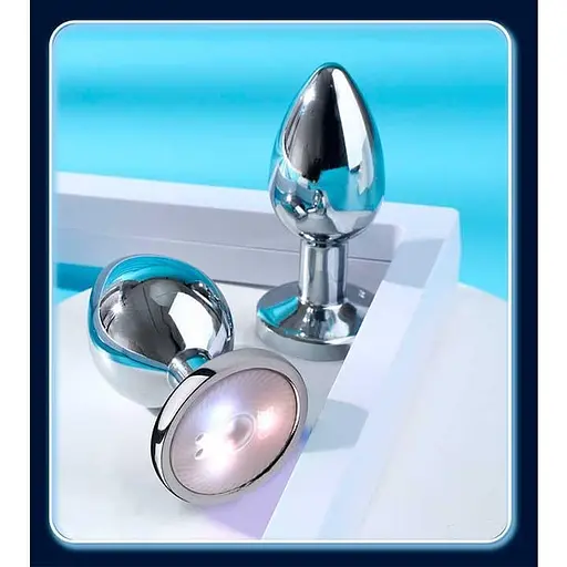 Пробка анальна сталева з вібрацією та світлодіодами USB 7,2 см. K000786 - фото 3