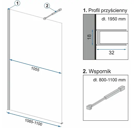 Душова стінка Rea Aero ombre 110 black REA-K2461, графіт, чорний матовий - фото 7