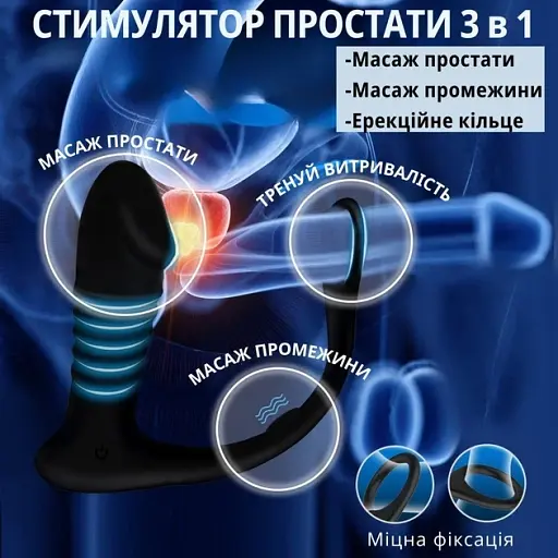 Масажер простати I’MCUM ProPulse 3-в-1 з ерекційним кільцем, вібрацією, функцією поштовхів та пультом керування Чорний (IM-KGS207) - фото 6