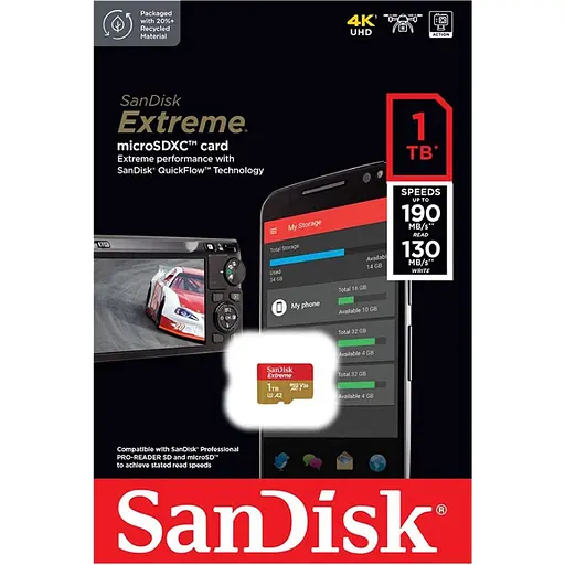 Карта пам'яті SanDisk 1 TB microSDXC Extreme UHS-I U3 V30 A2 (SDSQXAV-1T00-GN6MN) [80276] - фото 6