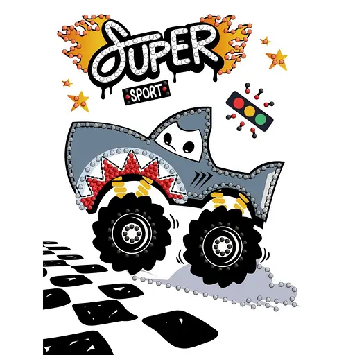 Алмазна мозаїка з частковою викладкою "Машина-акула" Ідейка AMV1230, 15х20 см - фото 1