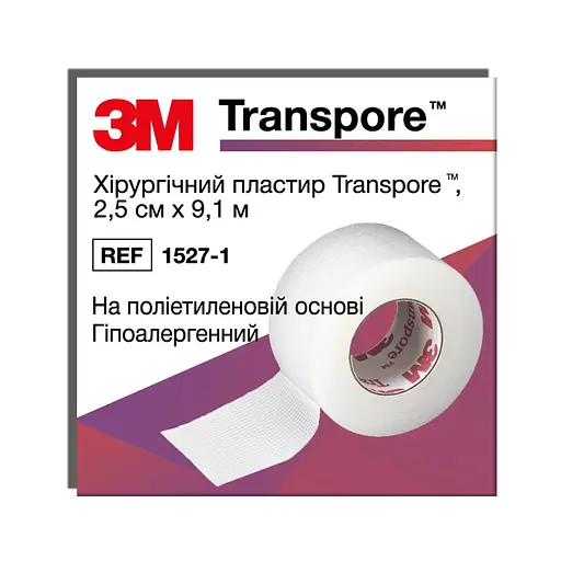 Медичний пластир 3M Transpore 1527-1 прозорий перфорований 2.5 см х 9.1 м - фото 1