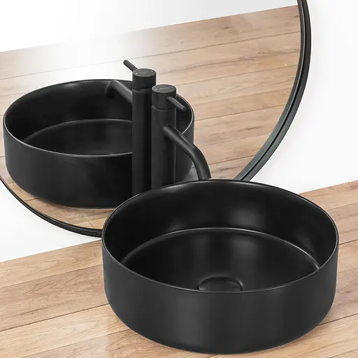 Умивальник Rea Sami black mat накладний чорний матовий REA-U1899, Чорний матовий - фото 2