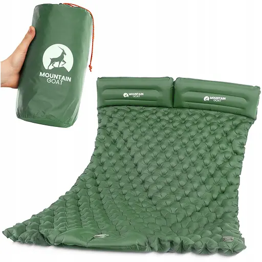 Килимок (каремат) надувний Mountain Goat 200 x 120 x 7 см двомісний з вбудованим насосом Navy Green (P-5905973403573) - фото 1