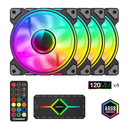Вентилятор GameMax 120mm*4 KIT ARGB fan DRH400 (DRH400) - фото 1