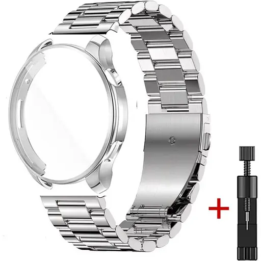 Комплект Tamister для годинника Amazfit GTR4 сріблястий (чохол + ремінець Rolex design 22 мм)