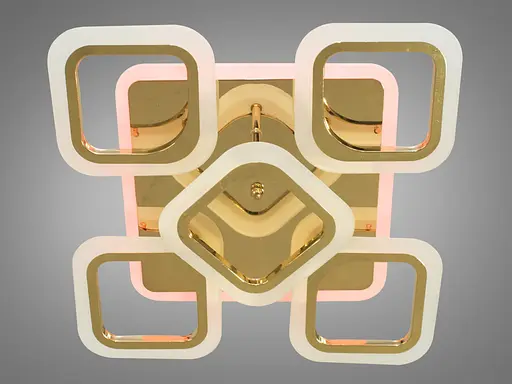 Стельова люстра з пультом, диммером і LED підсвічуванням, 80W, золото - фото 2