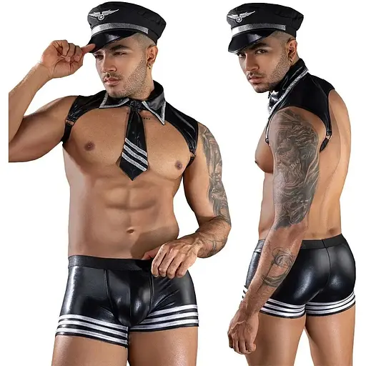 Чоловічий еротичний костюм пілота JSY Чарівний Вільям One Size, топ, шорти, кепка - фото 3
