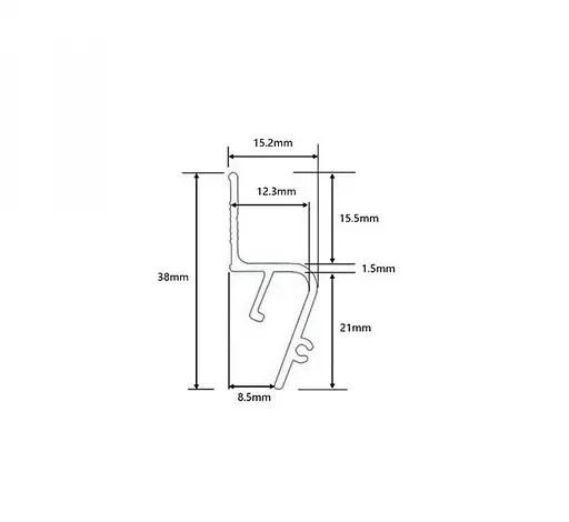 Профіль для натяжної стелі гарпунна система. Ефект "тіньового шва". 3м KLOODI KLP NAT1538 3 BK - фото 3