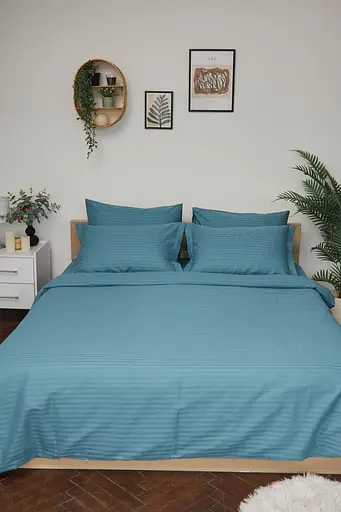 Комплект постельного белья Moon&Star Детский 110x140 см наволочки 2x40x60 см Stripe Green Satin Stripe - фото 2