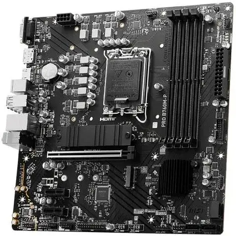 Материнская плата MSI PRO LGA1700, B760M-P, B760, 4xDDR5, Int.Video (CPU), 4xSATA3, 2xM.2, 1xPCI-E 16x 4.0, 2xPCI-E 1x 4.0, ALC897, RTL8111H, 4xUSB3.2/8xUSB2.0, VGA/HDMI/DP, MicroATX - фото 4