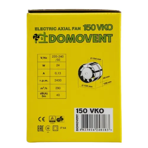 Вентилятор канальный осевой Домовент 150 ВКО Белый 30412 - фото 9