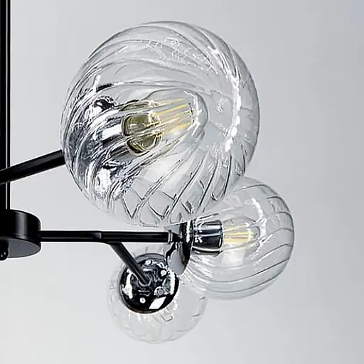 Стельова люстра в чорному корпусі на 10 плафонів | Арт. 8122/10 BK | Line F - фото 2