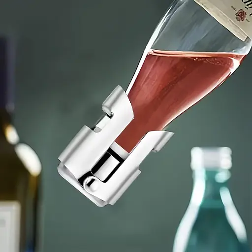 Герметична пробка для шампанського та ігристого вина з нержавіючої сталі з силіконовим ущільненням багаторазова Сріблястий 88311 - фото 3