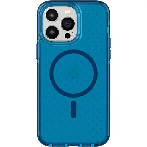 Оригинальный противоударный силиконовый чехол Tech21 Evo Check MagSafe для iPhone 14 Pro (6.1") Blue T21-9838 - фото 2