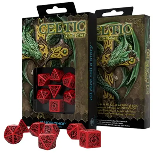Набор кубиков Celtic 3D Revised Red & black Dice Set , 7 шт. (SCER04) - фото 1