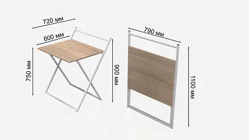 Стол трансформер Компакт 3 750x790x720 Белый металл ДСП Дуб Сонома 16 мм FRD-104686 - фото 6